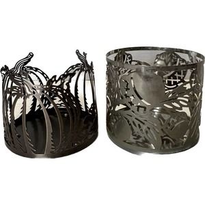Fall Acorn Leaves + Pumpkin Metal 3 Wick Candle Holder Bath & Body Works Slatkin